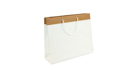Shopper in carta duplex con manico in cotone bianco