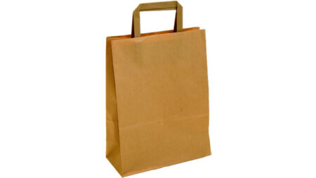 Shopper in carta avana liscio linea flat con manico piatto