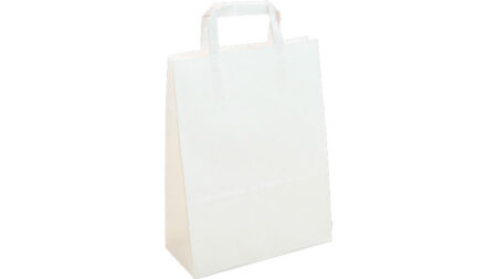 Shopper in carta bianco linea flat con manico piatto